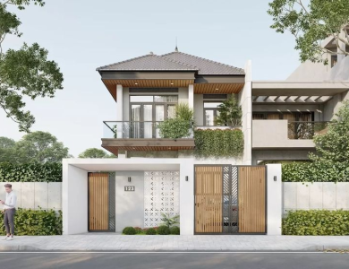 Biệt thự mái Nhật sân vườn sang trọng 